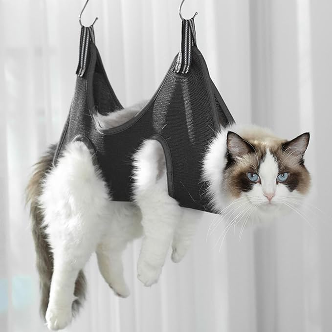 Haofy Pet Grooming Hammock Restraint Bag Multi Functional Cat Dog Grooming Sling Hanging Harness for Secure Nail Trimming Brushing Teeth Cleaning DIY for Pets at Home Salon (M)
