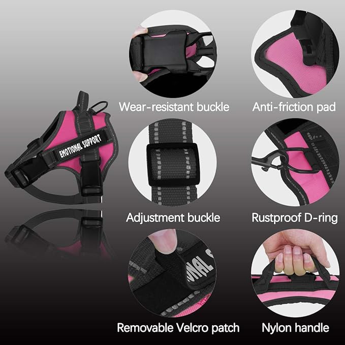 voopet Service Dog Harness,Emotional Support Pet Vest Harness,Reflective Breathable and Adjustable No-Pull ESA Dog Harness for Small Medium Large Dogs (with 4 PCS Removeable Tags) XX-Large (Pack of 1)