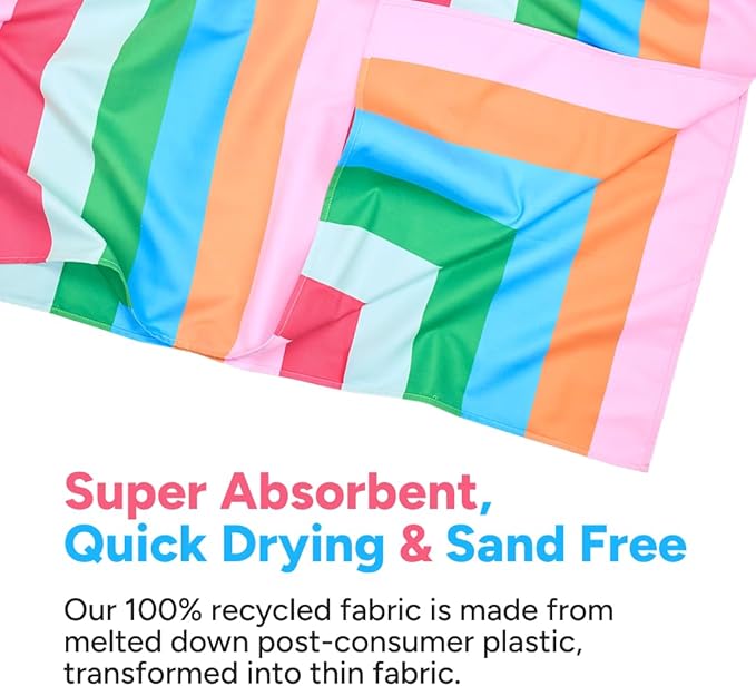 Dock & Bay Beach Towel - Quick Dry, Sand Free - Compact, Lightweight - 100% Recycled - Includes Bag - Tutti Frutti - Extra Large (200x90cm, 78x35)
