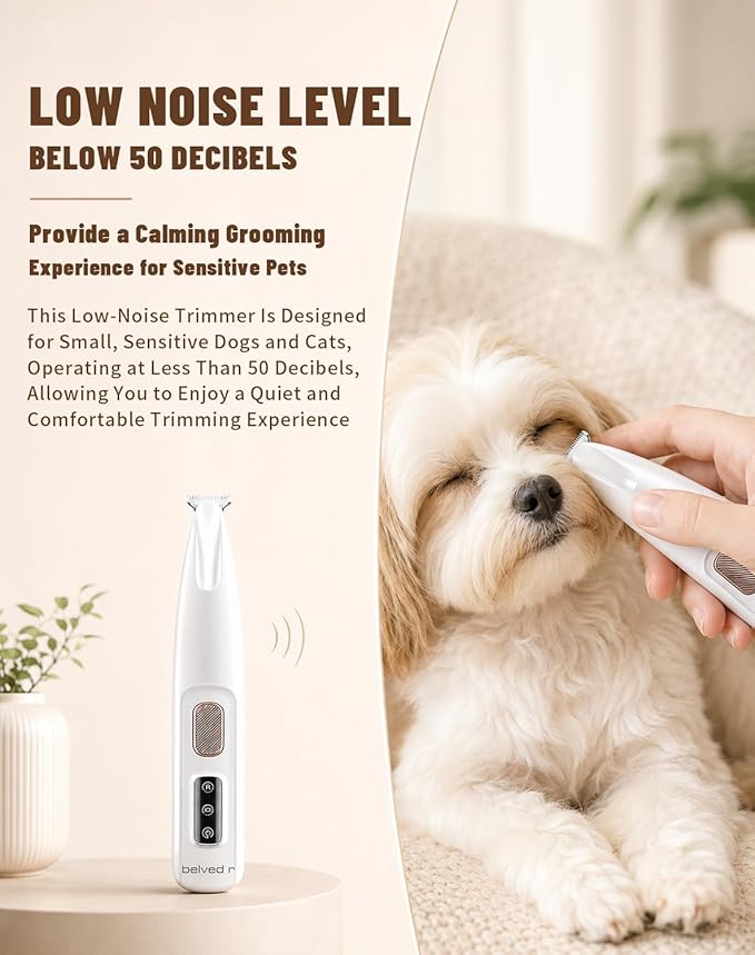 Pet Micro Precision Trimmer - Upgraded 0.71in Blade Dog Hair Trimmer for Grooming Paws Eyes Ears Butt, 50dB Quiet Cordless Shaver, 90 Min Runtime Cat Shaver Grooming Kit