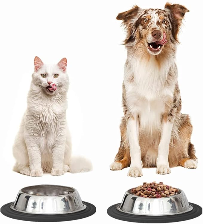 2 Pack Silicone Pet Food Mat, Small Rubber Mat for Cat & Dog Bowl, Cat Food Mat, Waterproof Placemat Protect Floor Around Food and Water Bowl, 9.5"x9.5"