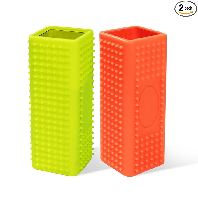 2 PCS Silicone Pet Hair Remover, Reusable Rubber Pet Hair Block Roller Cleaner for Carpet, Couch, Furniture, Car Seats (Orange, Yellow)