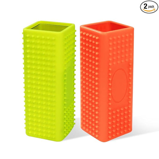 2 PCS Silicone Pet Hair Remover, Reusable Rubber Pet Hair Block Roller Cleaner for Carpet, Couch, Furniture, Car Seats (Orange, Yellow)