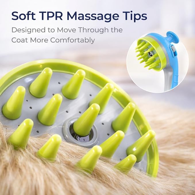 Pet Bathing Sprayer with Soft TPR Massage Brush, Dog Shower Sprayer Attachment with On/Off Switch, Handheld Pet Bath Shower Head with 78.7" Hose, Diverter Valve and Adapters for Dogs and Cats (White)