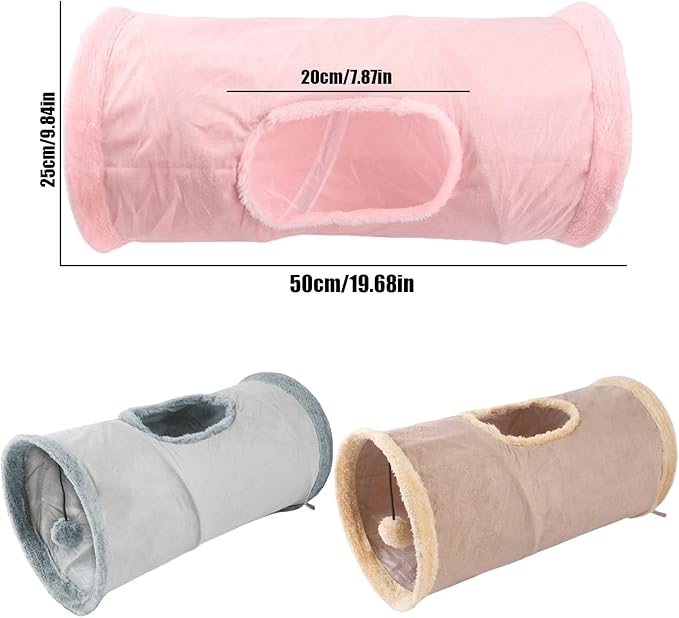 Cat Tunnel,Indoor Cat Play Tube Toys with Play Ball,Durable Collapsible Rabbit Hideaway Tunnel for Kitten,Bunny, Guinea Pig, Rat, Hamster, Ferret, Chinchilla (Grey)