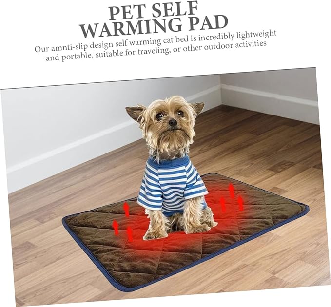Self Heating Pet Pad 19.68X15.74In Insulated Heated Blanket for Dogs Cats Machine Washable Cover Indoor Outdoor Thermal Mat