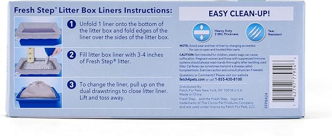 Fresh Step Jumbo Drawstring Cat Litter Box Liners Unscented Heavy Duty Kitty Litter Bags X-Large Oval or Rectangle Pans Contains Mess Easy Lift Out Cleanup 36 x 19 IN 7 Count 36 Pack