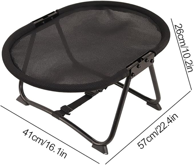 Cat Hammock, Foldable Elevated Cat Bed with Metal Frame, Raised Cats Lounge Chair, Breathable Non-Slip Fabric, Easy Maintenance, Indoor Outdoor Pet Couch for Cats Dogs Kittens (Black)