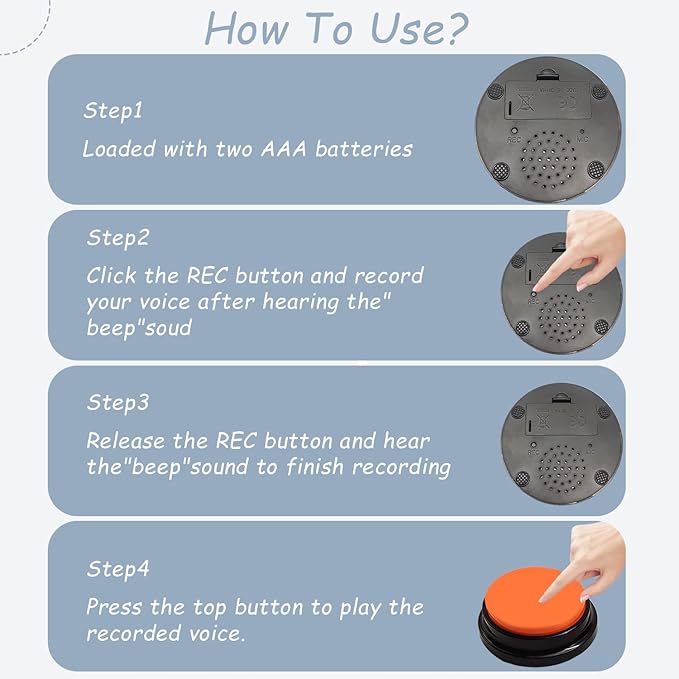 Dog Talking Buttons for Communication, 8 Color 30s Voice Recordable Training Buzzers with 50 Stickers, Multi-Use Pet Speech Buttons for Home/Office/Study, for Pet Owners