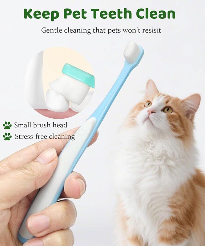 10 Pieces Pet Toothbrush Set, 360° Toothbrush for Dogs Cats, Double-Ended Soft Bristle Brush & Finger Toothbrushes, Gentle Dental Care Kit for Small Large Dogs Puppy Kittens (Multicolor)