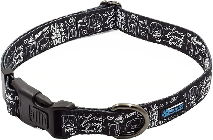 Max and Neo Patterned NEO Dog Collar - We Donate a Collar to a Dog Rescue for Every Collar Sold (Large, Life is Better with Dogs)