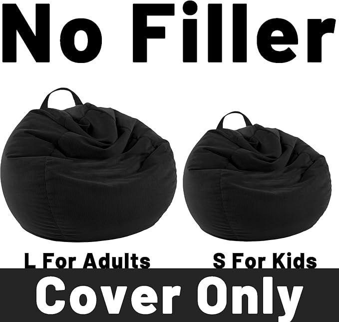 LPMOERA Stuffed Animal Storage Bean Bag Chair Cover (No Filler) For Kids and Adults.Pets Dogs/Cats Lazy Beds.Soft Premium Corduroy Stuffable Bean Bag For Organizing Children Plush Toys or Memory Foam