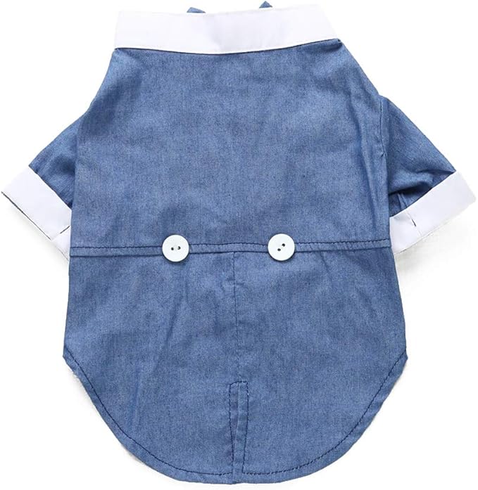 GabeFish Pets Wedding Jackets Suit for Dogs with Bow Tie Puppy Cat Formal Clothes Shirt Tuxedo (Blue, XL (Chest 18.8in/48cm)