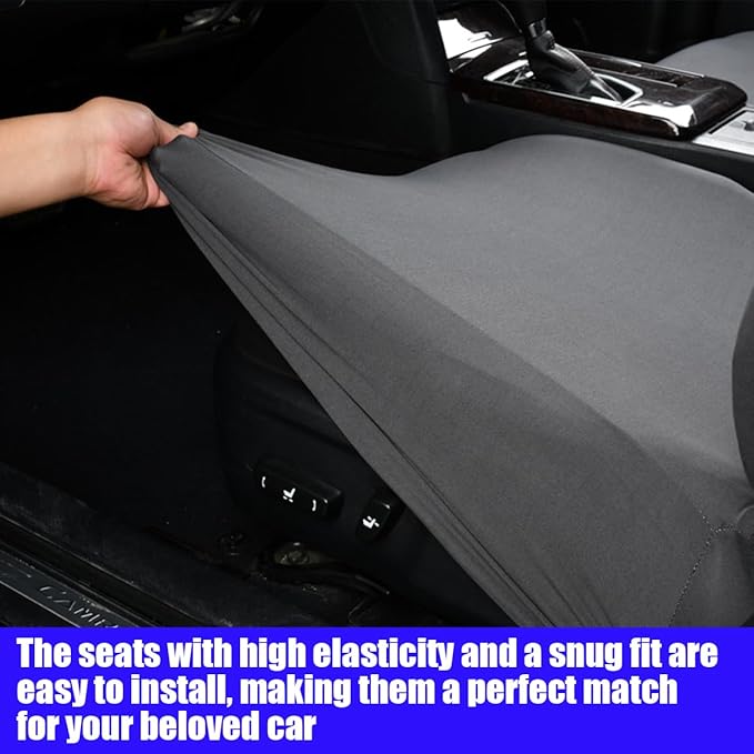 BESULEN Car Back Seat Cover, Dustproof Elastic Cloth Vehicle Rear Seat Bench Protector for Pets Kids, Waterproof Stretch Automobile Interior Accessories, Universal for Sedan Truck SUV (Black)