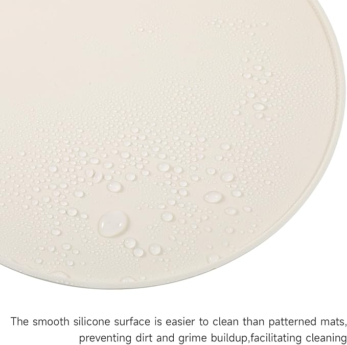 Round Silicone Pet Food Mats for Floor Waterproof, 10in Cat Food Bowl Non Slip Mat Waterproof Non-slip Feeding Bowl Mats with Raised Edges to Prevent Spills, Round Eating Tray for Dog Cat Puppy Kitten