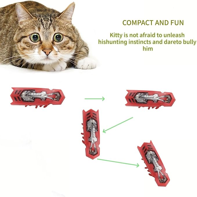 Interactive Cat Toy, 2 Pack Colorful Electric Vibrating Beetle, Self-Righting Automatic Crawl Toy, Bite Resistant Safe Pet Toy, Works On Carpet, Multi Cat Indoor Hunting Exercise Toy