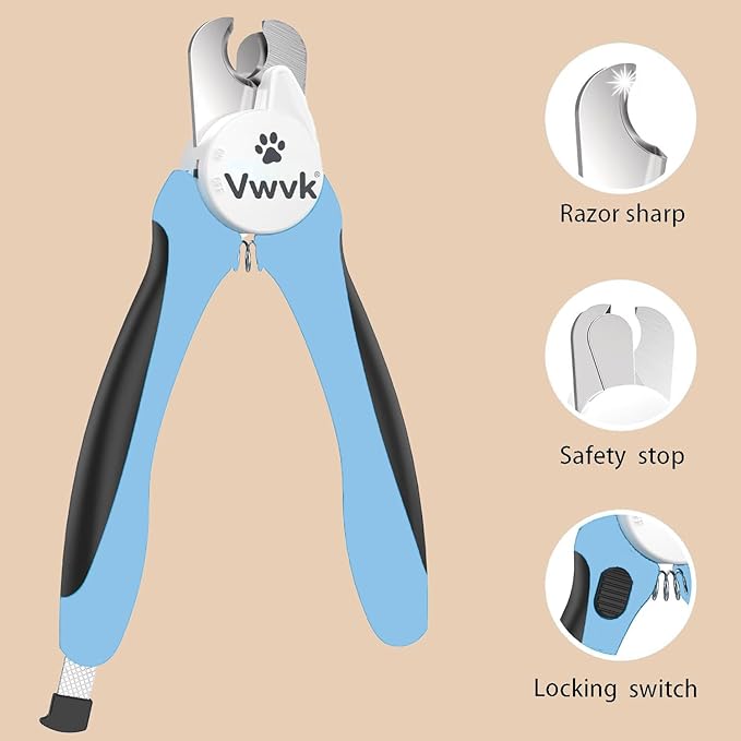 Dog Nail Clippers with Light, Professional Toenail Clippers for Thick Toenails, LED Illuminated Pet Nail Trimmer to See Bloodline, Safety Guard & Blade Lock, for Dogs & Cats