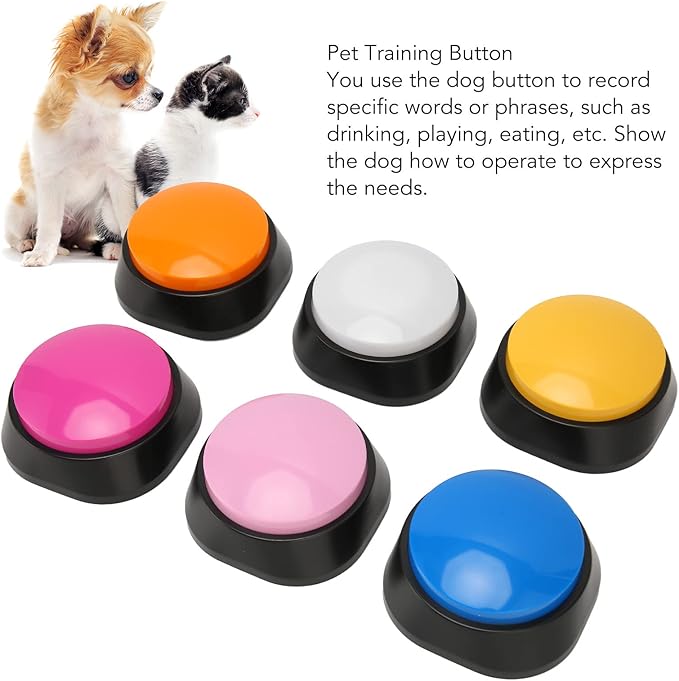 Cuifati Dog Buttons for Communication, 6 Pcs Dog Talking Set, 30s Voice Recordable Pet Training Buzzer, Speaking Buttons for Cats & Dogs Voice Recording
