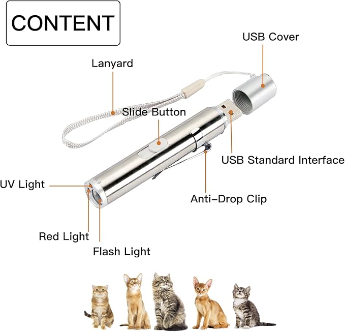 LBingbrother 2 Pack Cat Toys, USB Rechargeable Kitten Toy, 3 Light Modes, Portable Interactive Pet Dog Cat Mouse Toy for Fun Chase Play Exercise