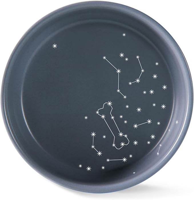 Fringe Studio Stoneware Pet Bowl, Medium, Celestial (479007), Dark Blue, Dishwasher & microwave safe