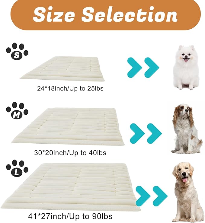 Pet Bed, Soft Corduroy Velvet Cover, Non-Slip Bottom, Cozy Self Warming Dog Bed, Plush Cat Bed, Warm Cat Mat, Comfortable & Pet-Friendly, for Indoor & Outdoor Use (M30''x20'', White)
