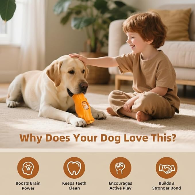 2 Pack Dog Toys for Aggressive Chewers, Interactive Indestructible Dog Toys with Frozen Treat Function, Durable Dog Puzzle Toy for Large & Medium Dogs, Reduces Anxiety, Orange & Blue