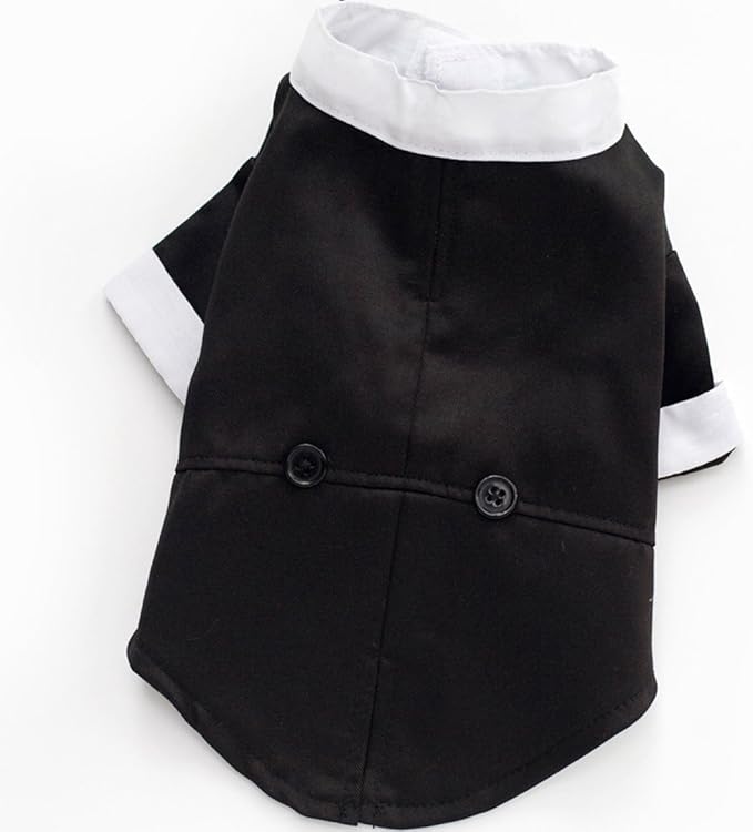 GabeFish Pets Wedding Jackets Suit for Dogs with Bow Tie Puppy Cat Formal Clothes Shirt Tuxedo (Black, XL (Chest 18.8in/48cm)
