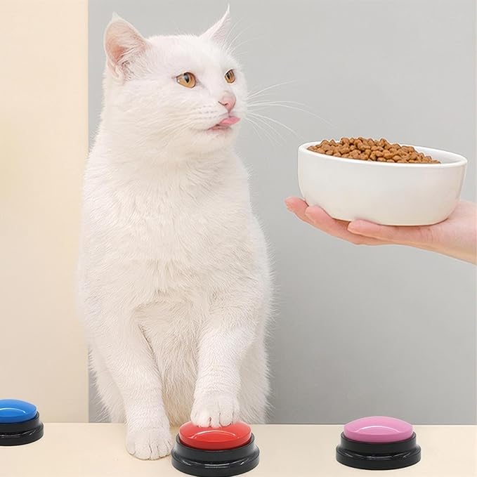 Playful Paws 5 Pcs Dog Buttons Talk Dog Talking Buttons with Dog Bandana 30 Second Voice Recordable Button Cat Buttons for Communication