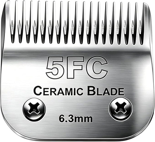 5FC Blade Dog Grooming Clipper Replacement Blades compatible with Andis Dog Clippers,Detachable Ceramic Blade & Stainless Steel Blade,Size-5 FC 1/4-Inch Cut Length (64122)