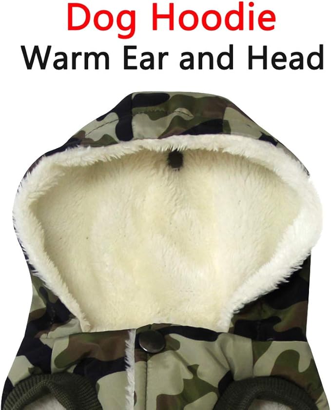 vecomfy Fleece Lining Extra Warm Dog Hoodie in Winter for Large Dogs Jacket Pet Coats with Hooded,Green Camo XXL