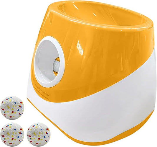 Automatic Ball Launcher for Dogs with 3 Tennis Balls - Interactive Dog Toy with 3 Adjustable Distances, Rechargeable Ball Thrower for Small & Medium Dogs, Indoor Outdoor Fetch Machine for Pet Exercise