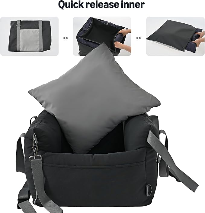 Amazon Basics Dog Car Seat, Pet Booster for Small-Medium Dogs with Leash & Washable Cover, Black
