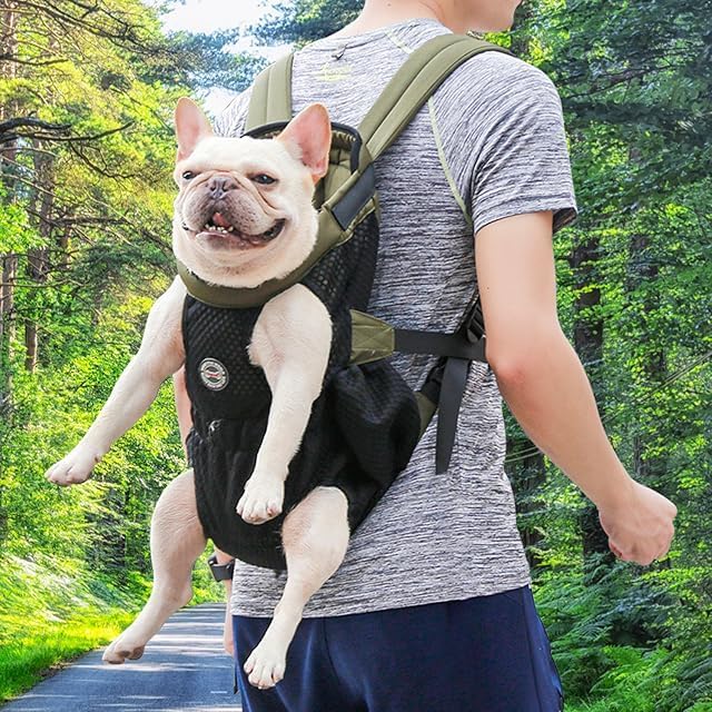 Dog Backpack Carrier Small Dog Backpack, Pet Dog Front Backpack Legs Out Chest Carrier for Small Dogs, Cat Backpack Carrier Dogs Travel Back Pack Hands-Free Hiking Bike Motorcycle (Size:11–19 lbs)