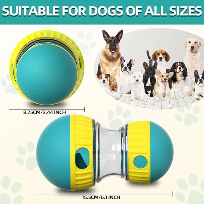 Mankoda Dog Puzzle Toys, Rolling Treat Dispensing Ball, Brain Stimulation & Slow Feeder, Dog Enrichment Toys to Keep Them Busy (Green)