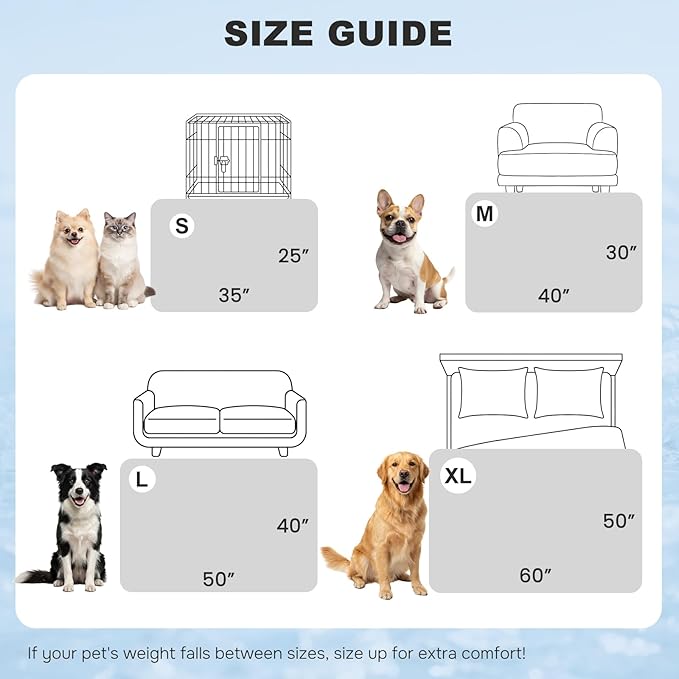 ZOMISIA Cooling Blanket for Medium Dogs - Breathable Air-Core Fill Lightweight Pet Mat, Soft Cold Blanket Washable for Summer, Grey, 30"x40"