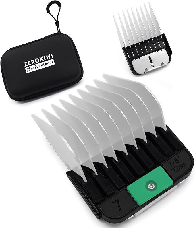 Professional A5-Style Animal Clipper Stainless Steel Color-Coded Snap-on Attachment Guard Guide Comb, 1/8"-1" Compatible with Wahl KM Series Oster A5 Andis Detachable Blade Pet Dog Groomers (#7-7/8")