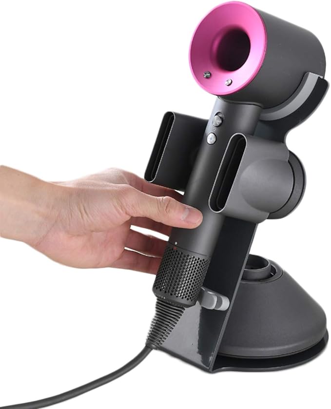 I'SMARTMOON Hair Dryer Stand Holder for Dyson Supersonic(Not Applicable to Supersonic Nural),Aluminum Alloy Bracket Power Plug Holder, Bathroom Organizer for Dyson Supersonic hairdryer(Gray)