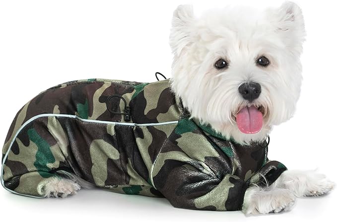Fleece Dog Coat for Small Medium Dog,Pullover Pajamas Jumpsuit Bodysuit Puppy Coats with Legs, Pet Windproof Warm Cold Weather Jacket Full Body Vest Cozy Snowsuit Outfit Clothes (Camo, XL)