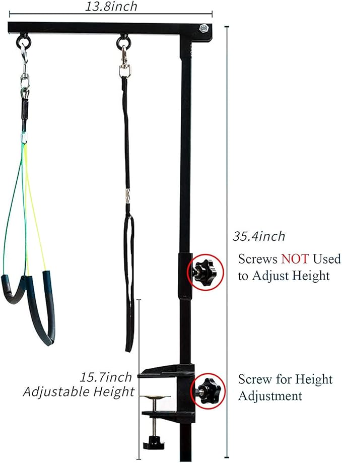 Dog Grooming Arm with Clamp, Dog Grooming Loop Noose and No Sit Haunch Holder for Small Pets, 35.4 Inches, Adjustable Height