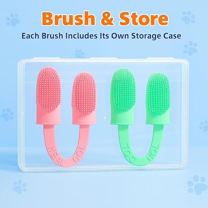 Pet Finger Toothbrush for Adult & Large Dogs, 2 Pack with 800 Soft Bristles, 135 Double Finger Design for Large Pets, BPA Free TPR Silicone Dental Care