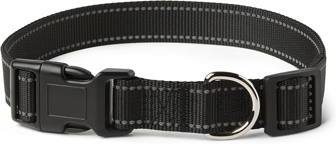 Amazon Basics Polyester Dog Collar XL, Adjustable Length 21"-37", 1.4" W, Black