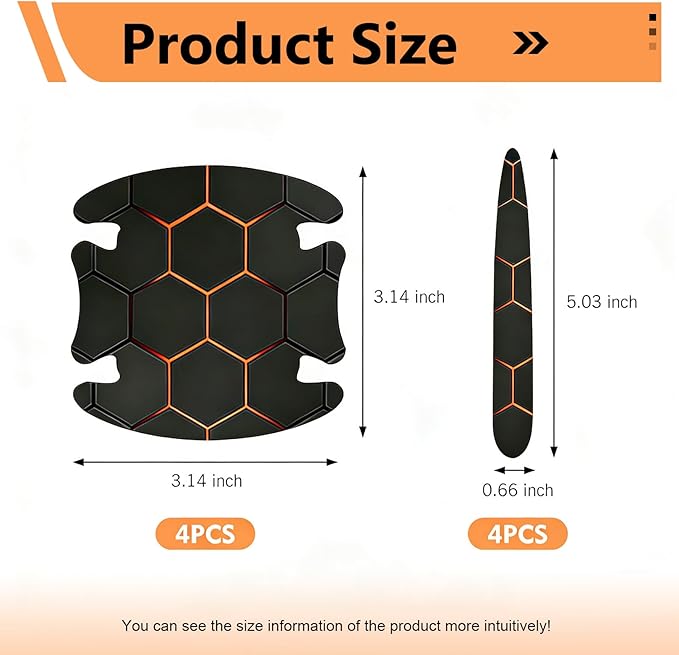 8 PCS Car Door Handle Protector Stickers, Carbon Fiber Scratch-Resistant Automotive Bowl Decals, Self-Adhesive Car Door Handle Paint Protective Film, Universal for Most Cars (Style 3)
