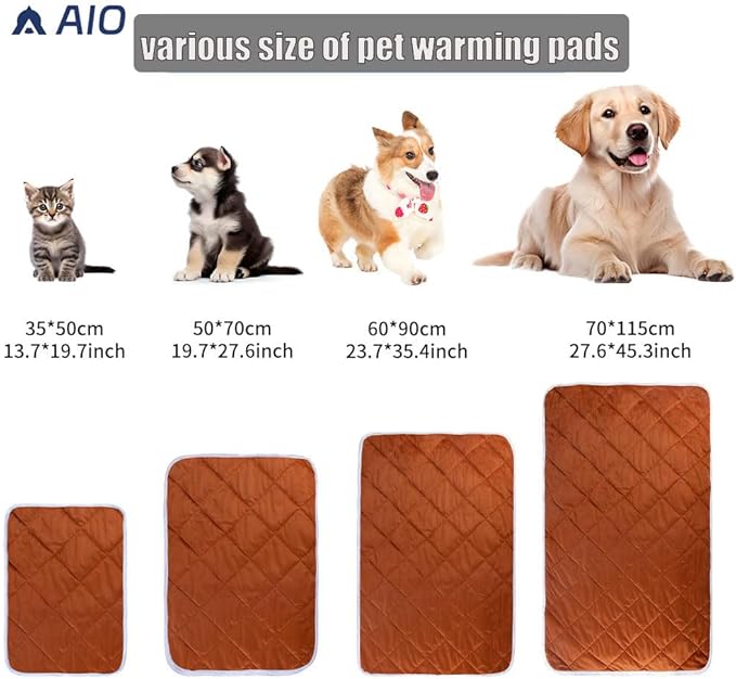 Washable Anti-Slip Kennel Mat for Medium Small Dogs and Cats Kennel pad Crate Pad in Winter Heated Cat Bed Self Warming Non-Electric Pet Warming Pad Gray 23.62 * 35.43inch