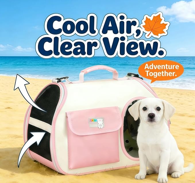 Dog Purse Carrier for Small Dogs-Pet Carrier Purse for Kitty and Puppy Soft Sided Carrier with Breathable Mesh Lightweight Pet Carrier Sling for Outing Travel Vet-Pale Pink