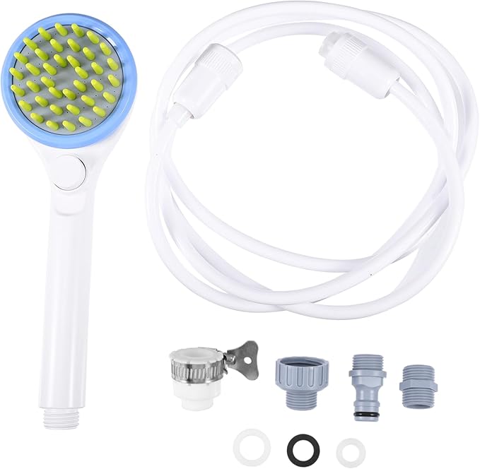 VICASKY Dog Shower Combing Sprayer with Hose Powerful Full Coverage Pet Shower Rinse Brush for Puppies Durable Abs Material Pet Bathing Tool Easy Water Saving Grooming Accessory