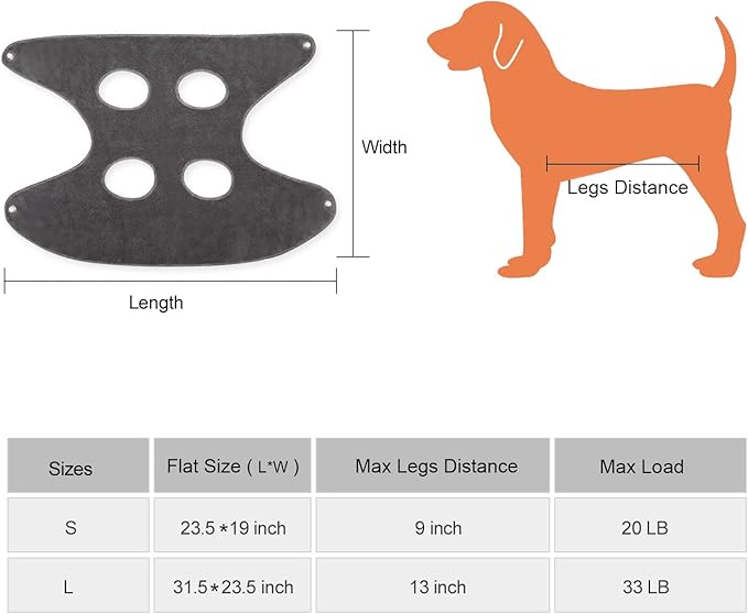 Petmolico Pet Dog Sling Hammock for Nail Clipping, Dog Grooming Hammock for Nail Trimming, Dog Lift Harness for Grooming, Gray, Small