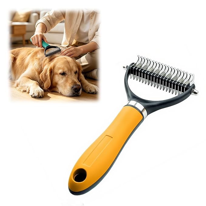 Deshedding Dog Brush for Shedding, 2026 New Multifunctional Double-Sided Pet Grooming Comb Tool, Undercoat Rake Pet Brush for Long Haired for Dogs & Cats (Orange)