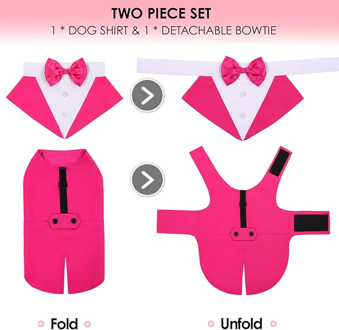 AOFITEE Dog Tuxedo Formal Dog Suit and Bandana Set, Gentle Dogs Wedding Party Suit Bow Tie Shirt, Tuxedo for Small Dogs Costume Outfit with Detachable Bowtie Collar for Christmas Halloween Dress Up