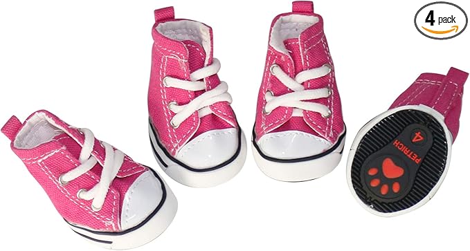 Pet Shoes Puppy Sport Denim Shoes Casual Style Anti-Slip Boots Sneaker Booties 4Pcs