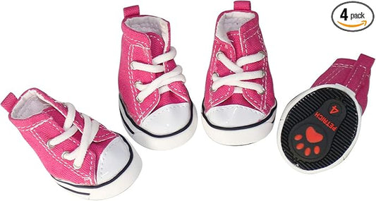 Pet Shoes Puppy Sport Denim Shoes Casual Style Anti-Slip Boots Sneaker Booties 4Pcs